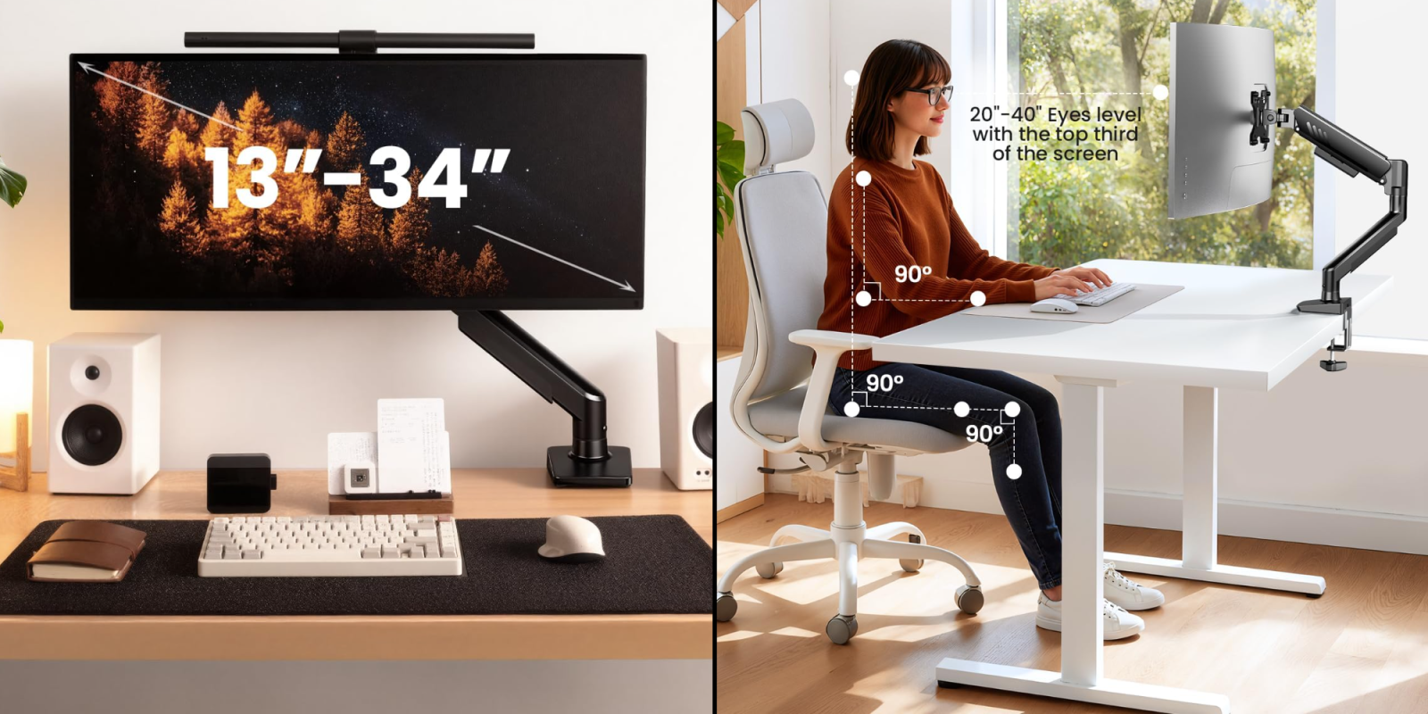 A woman sitting at a desk with a computer monitor and a monitor