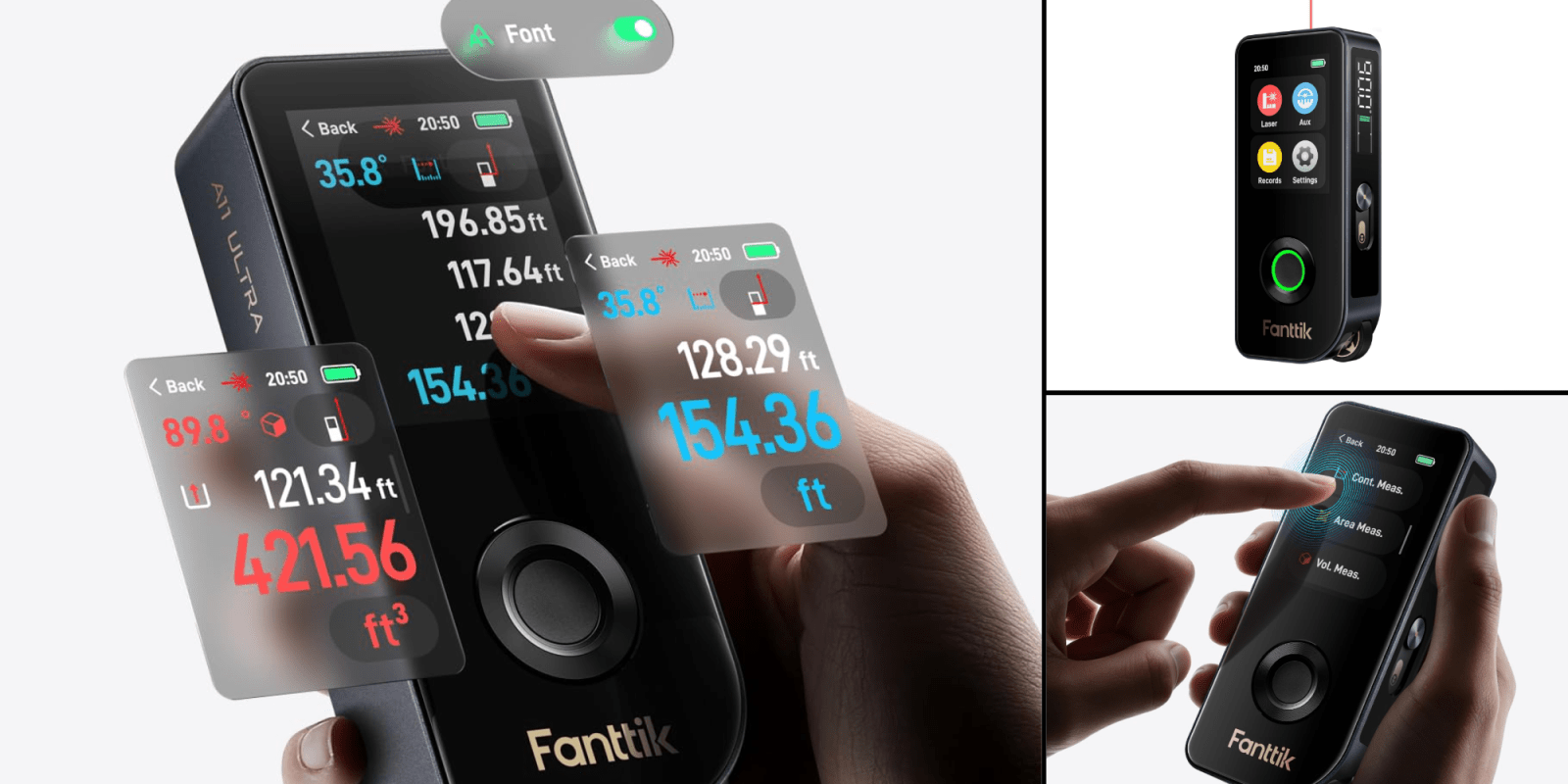 A person's hand holding a device with a transparent screen