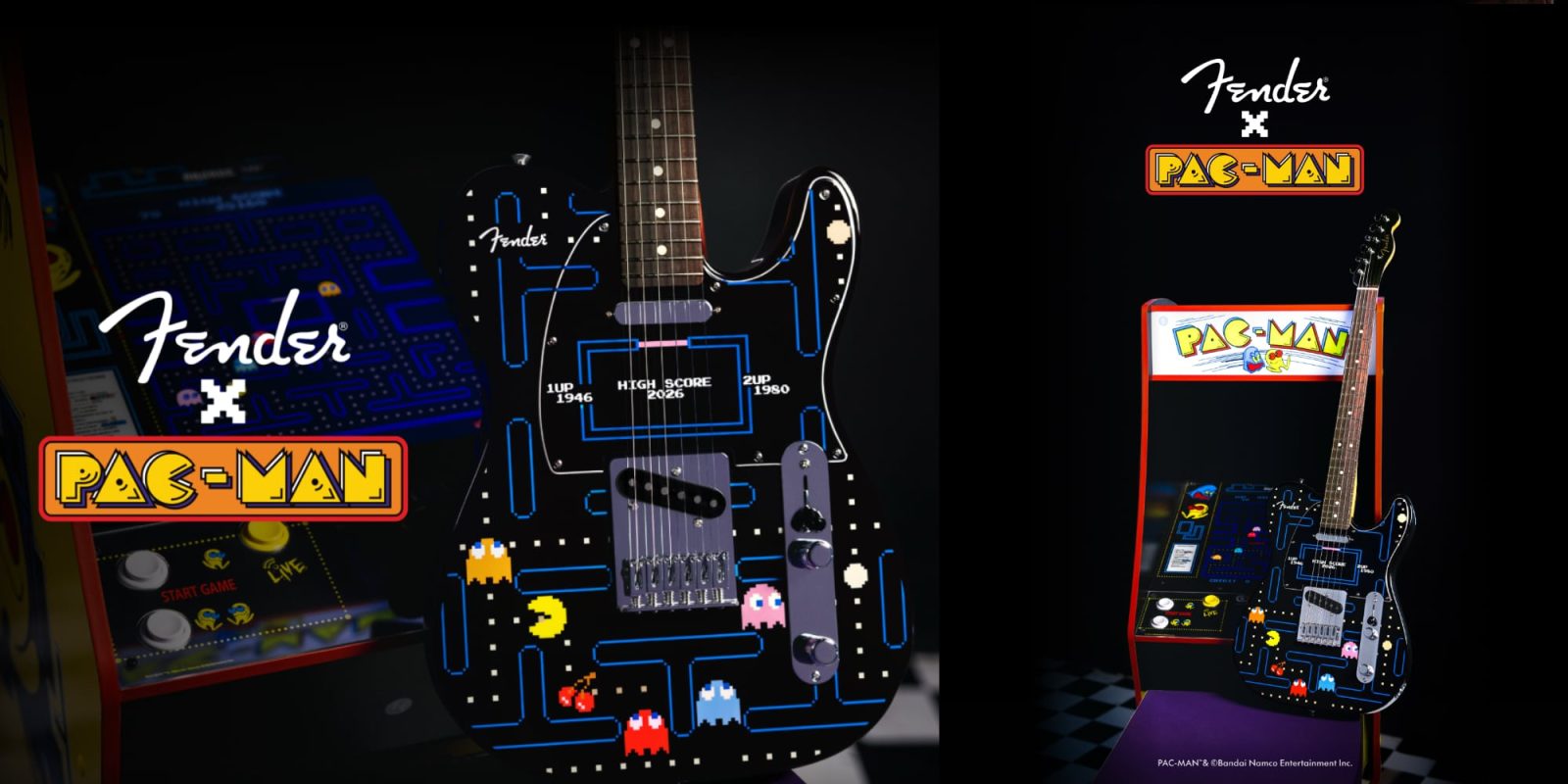 A guitar with video game graphics