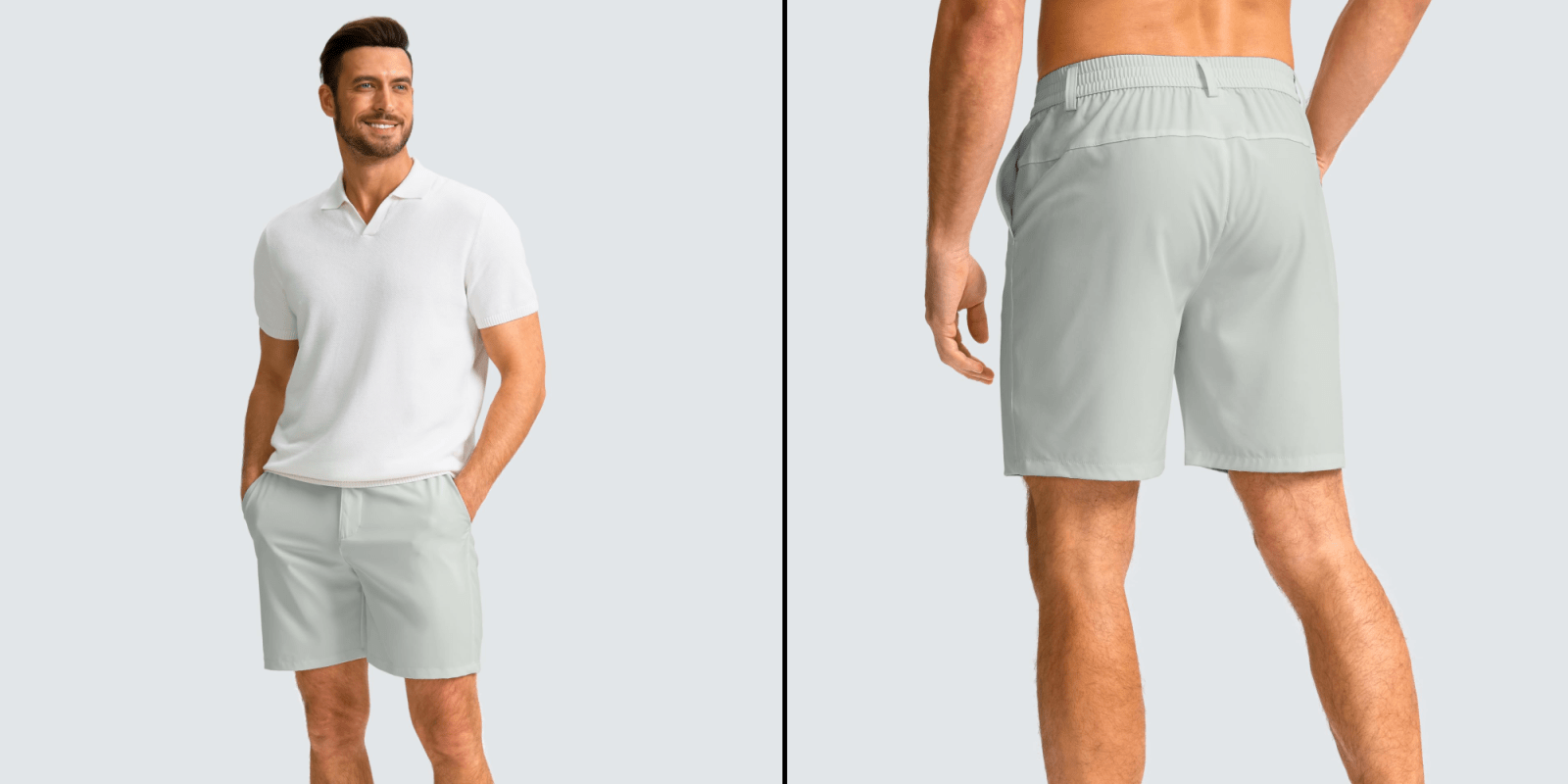 A man wearing white shorts