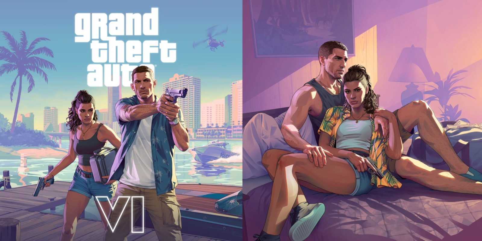 A man holding a gun and a woman sitting on a couch