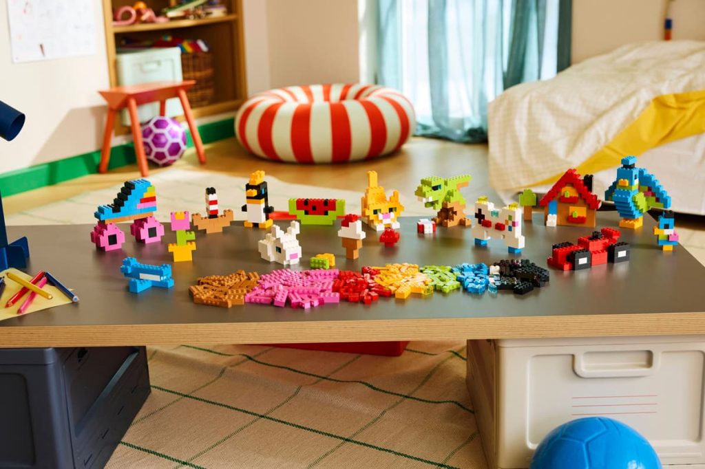 A table with toys on it