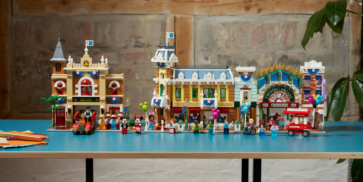 A group of toy buildings on a table