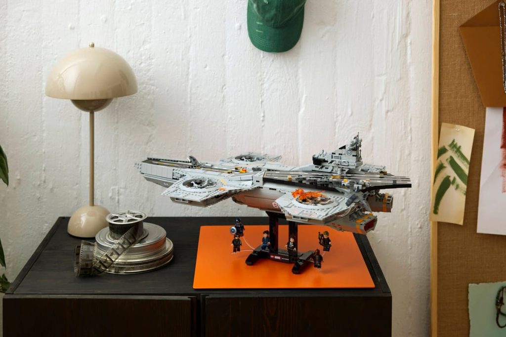 A toy spaceship on a table