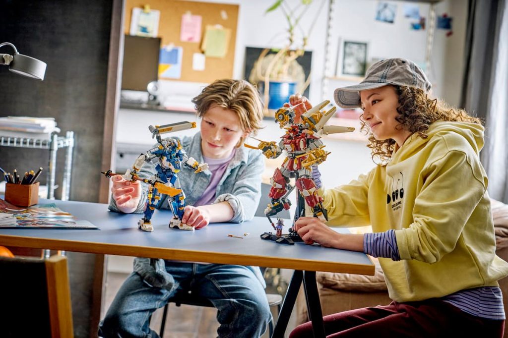 A group of kids playing with toys