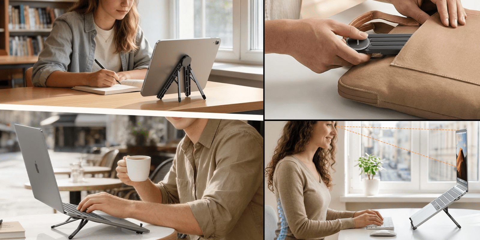 A collage of people working on a laptop