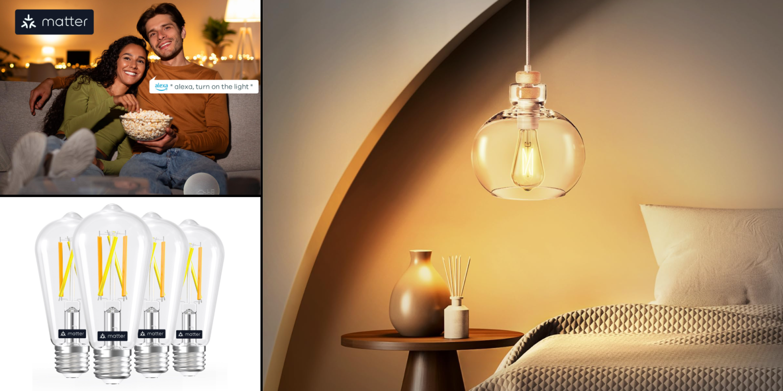 A collage of a woman sitting on a couch and a lamp