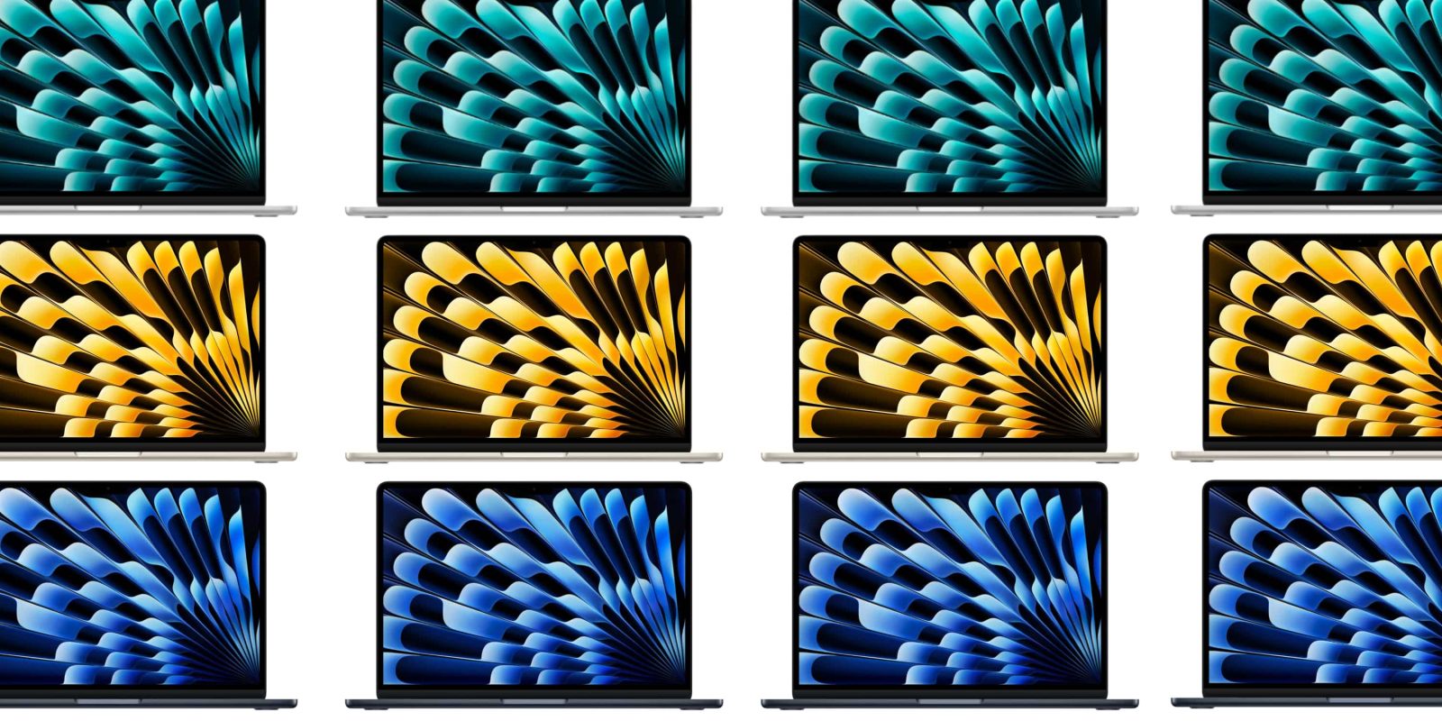 A group of laptops with colorful designs