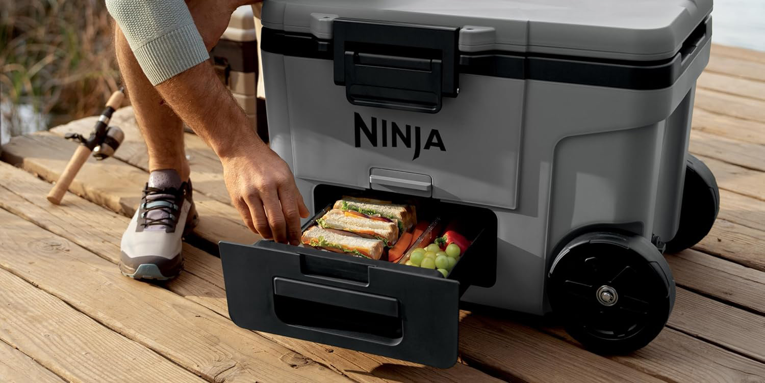 A person putting food into a cooler