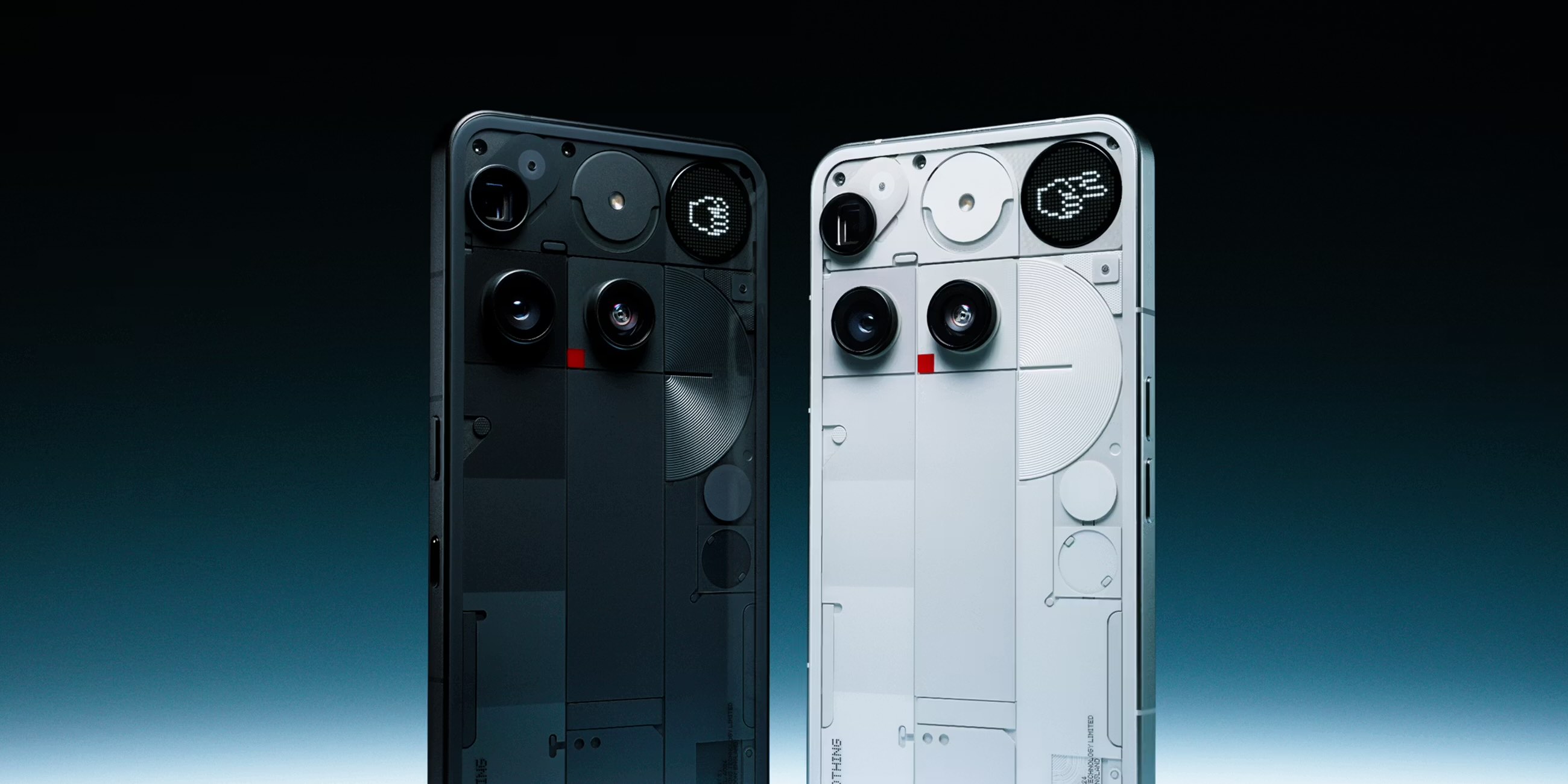 A pair of cell phones with cameras
