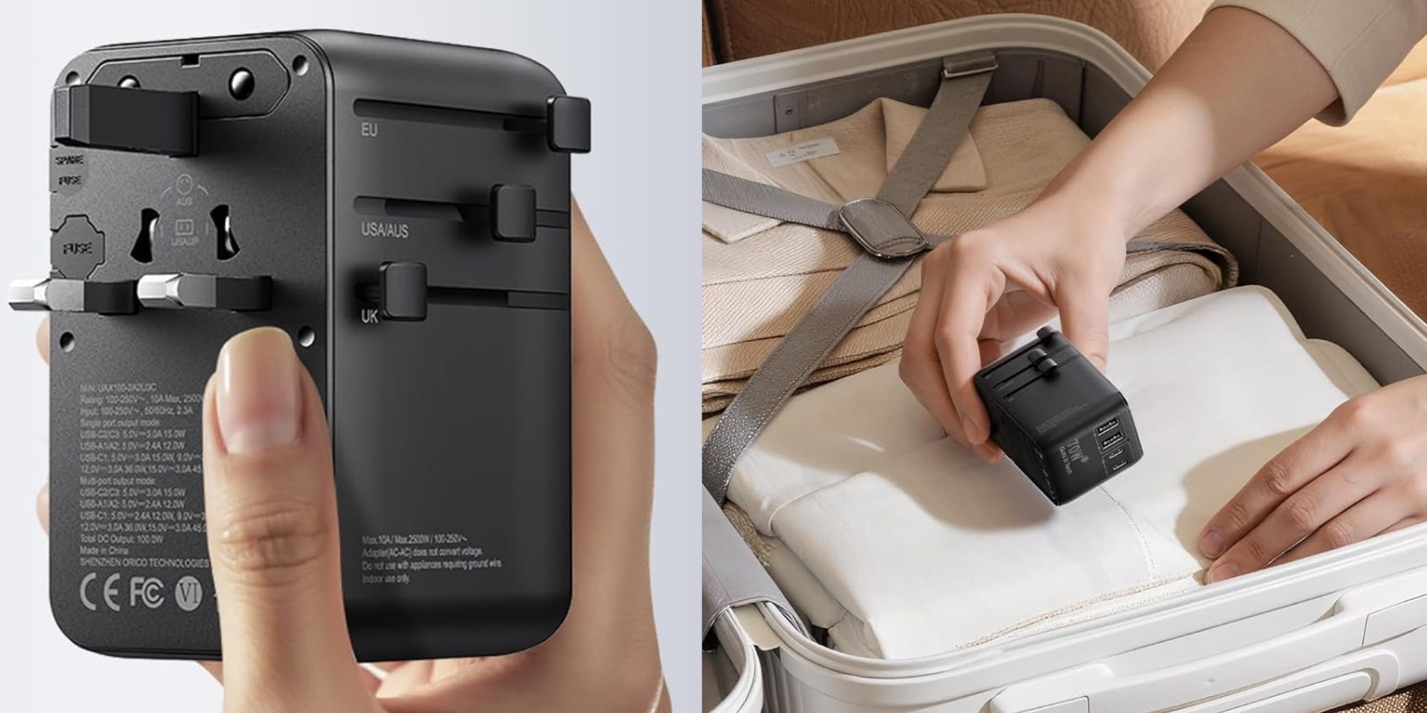 A hand holding a black device