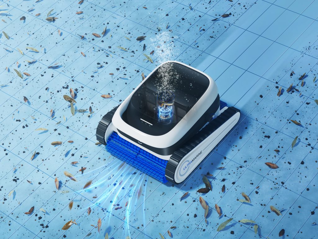 A robot vacuuming the pool