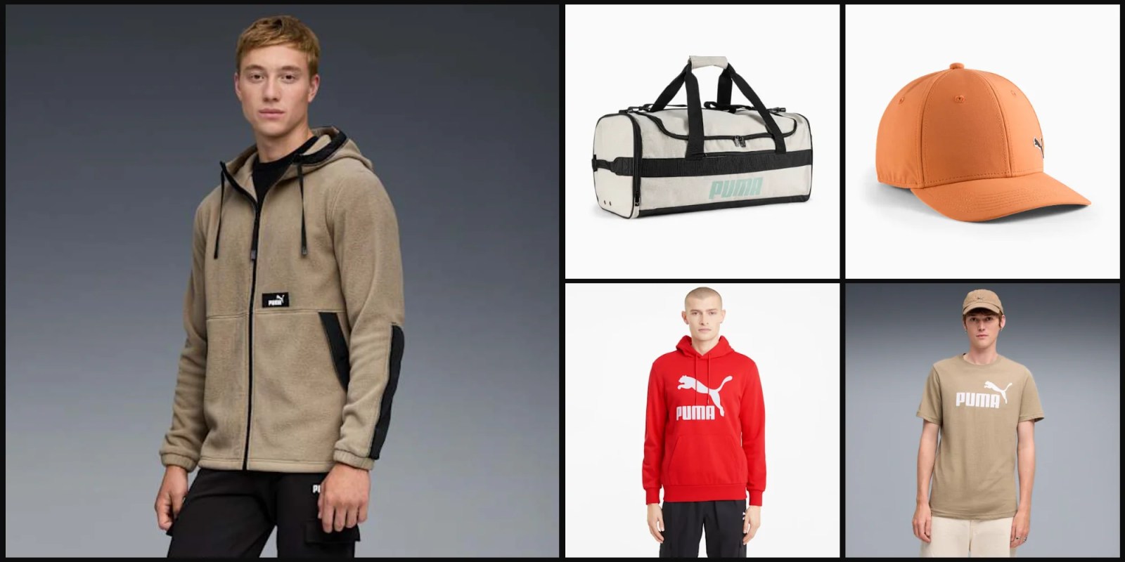 A collage of a man and a bag