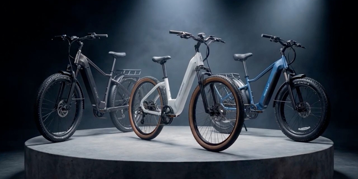 A group of bicycles on a round platform