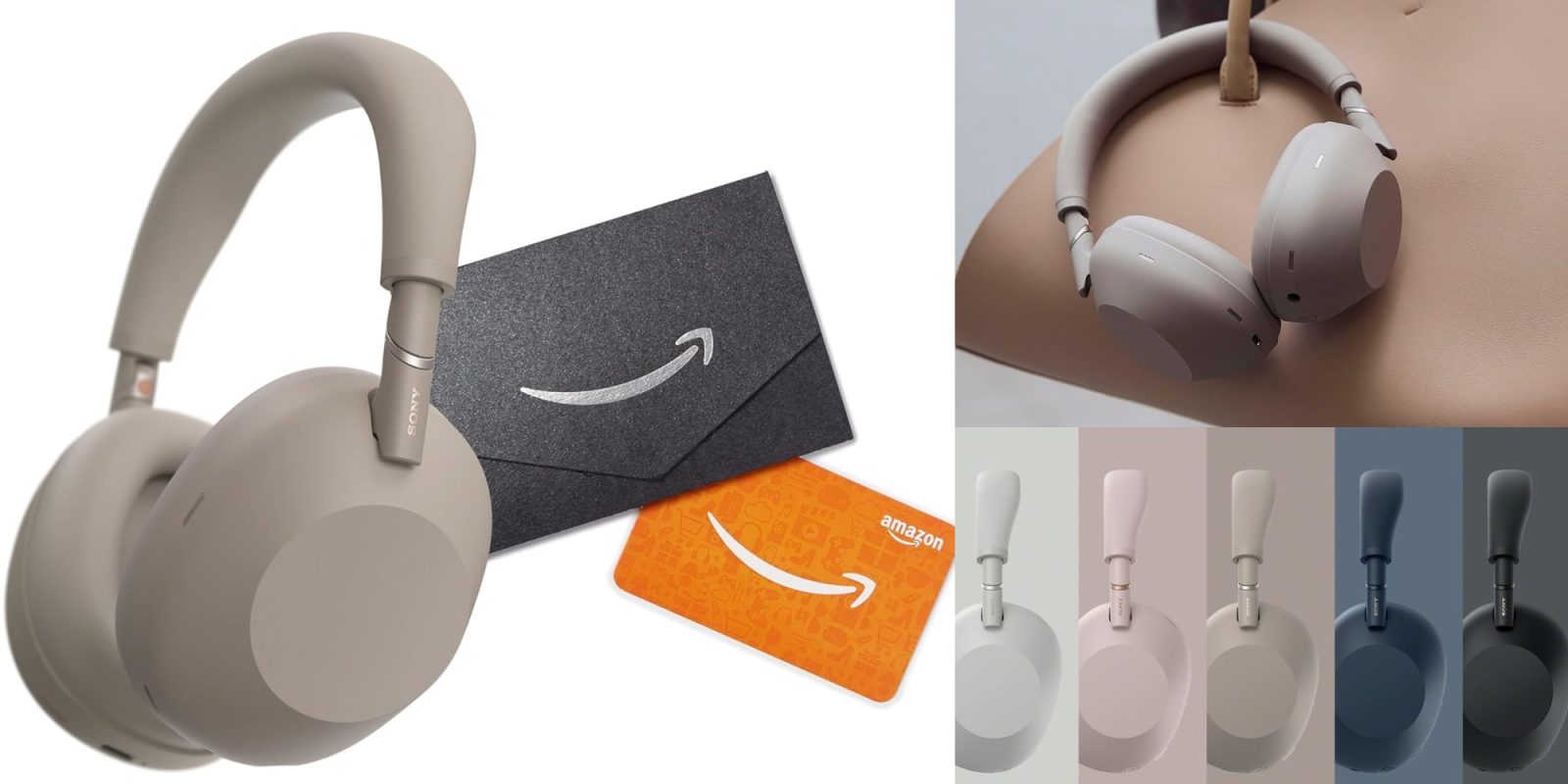 A collage of a pair of headphones
