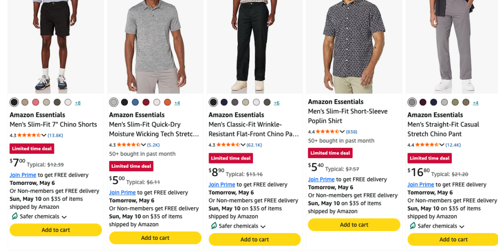 Amazon Essentials men's apparel now up to 44% off, deals from $5 Amazon Essentials men's apparel now up to 44% off, deals from $5
