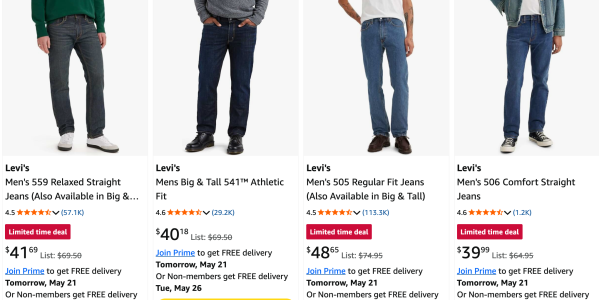 A collage of a man in jeans