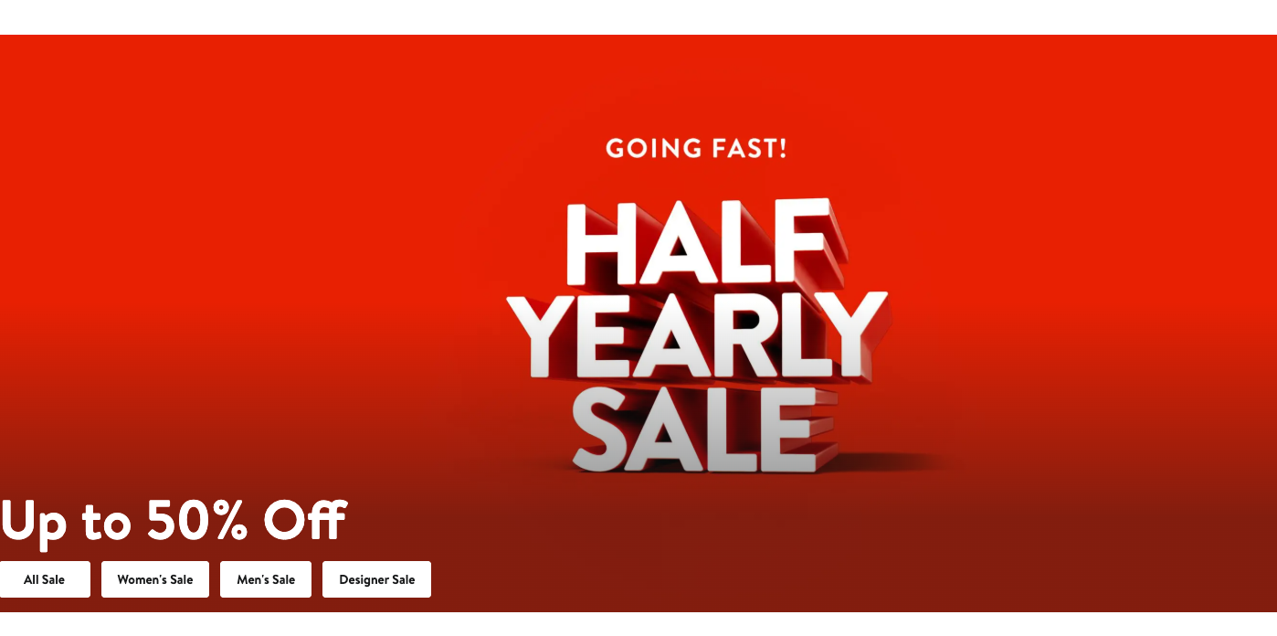 A red and white advertisement
