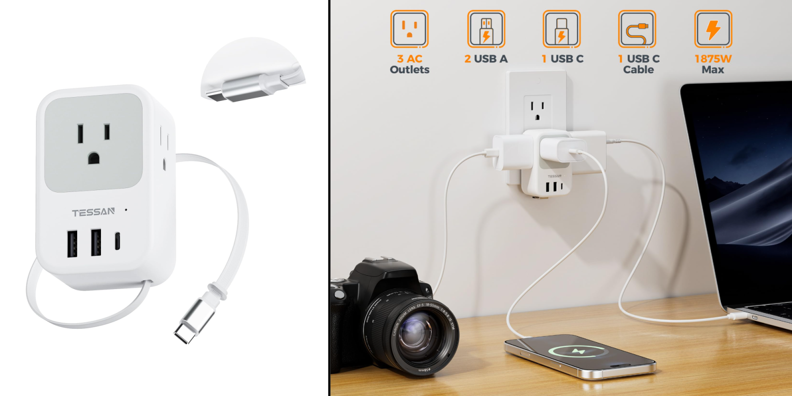 A camera and a charger