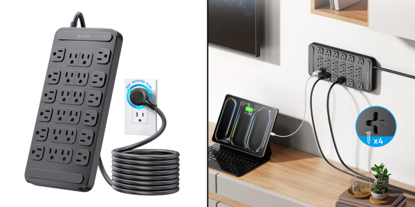 A remote control with a cord attached to a wall