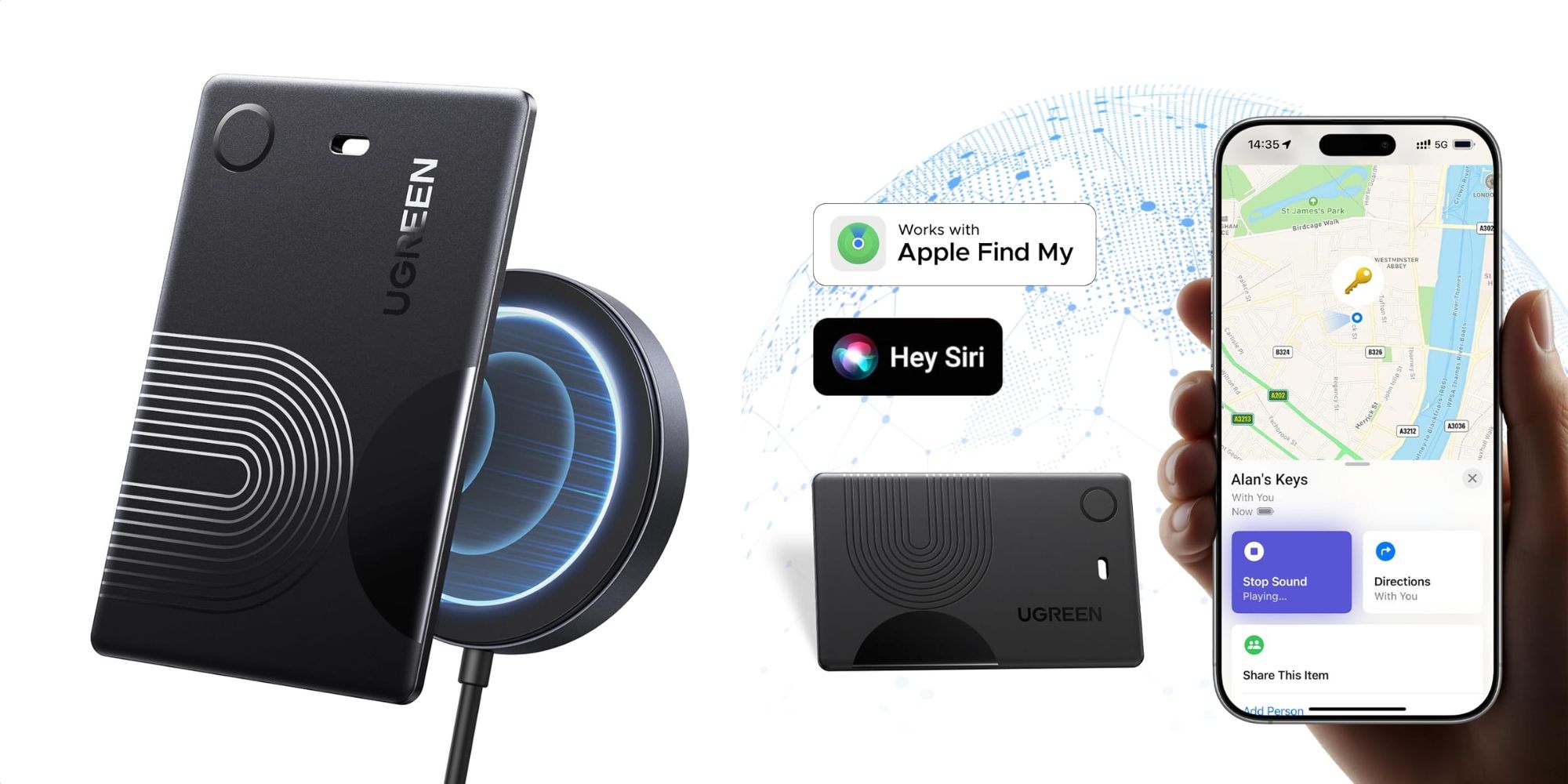 Image showing renders of UGREEN's Find My Wallet tracker.