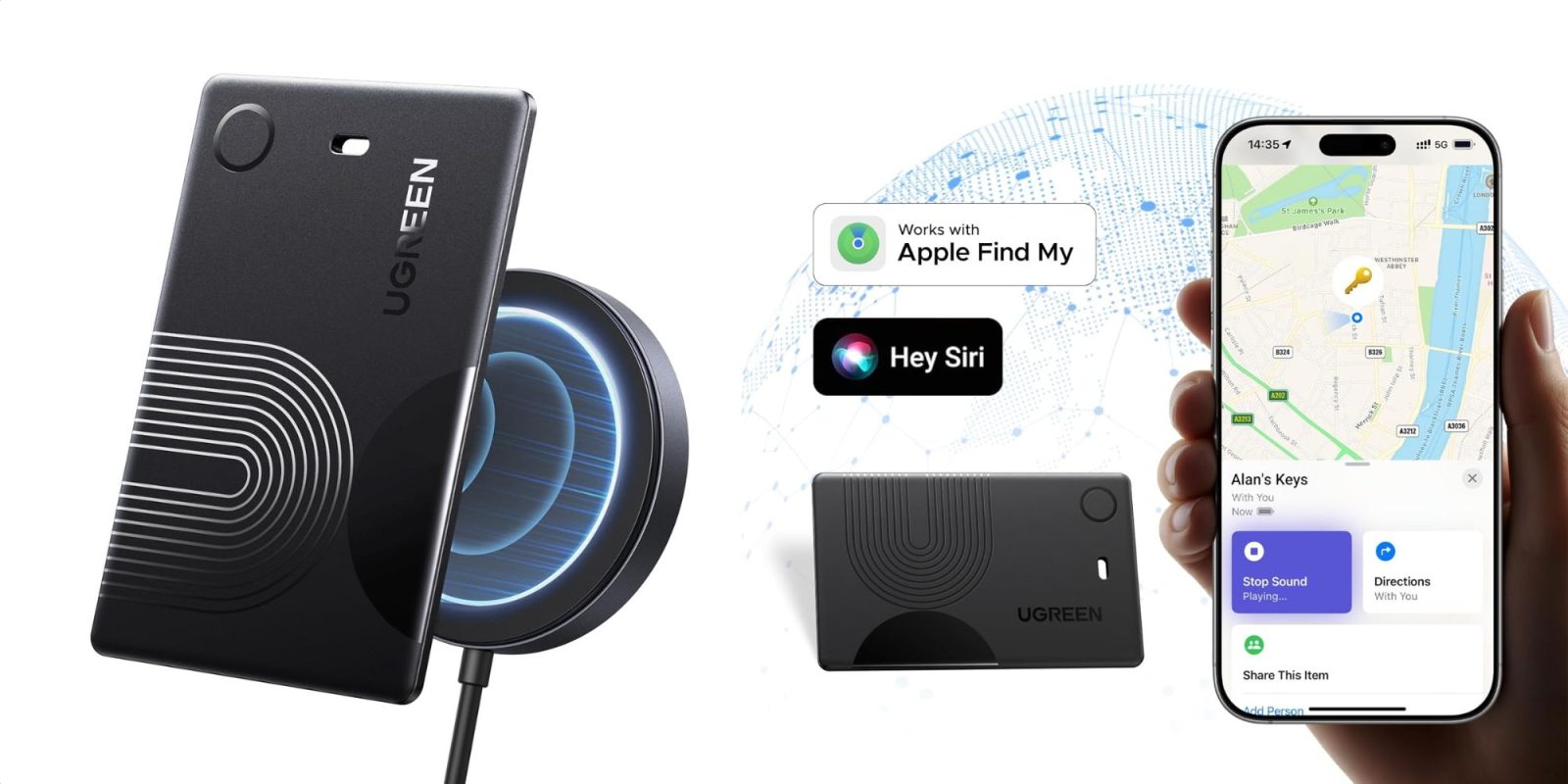 Image showing renders of UGREEN's Find My Wallet tracker.