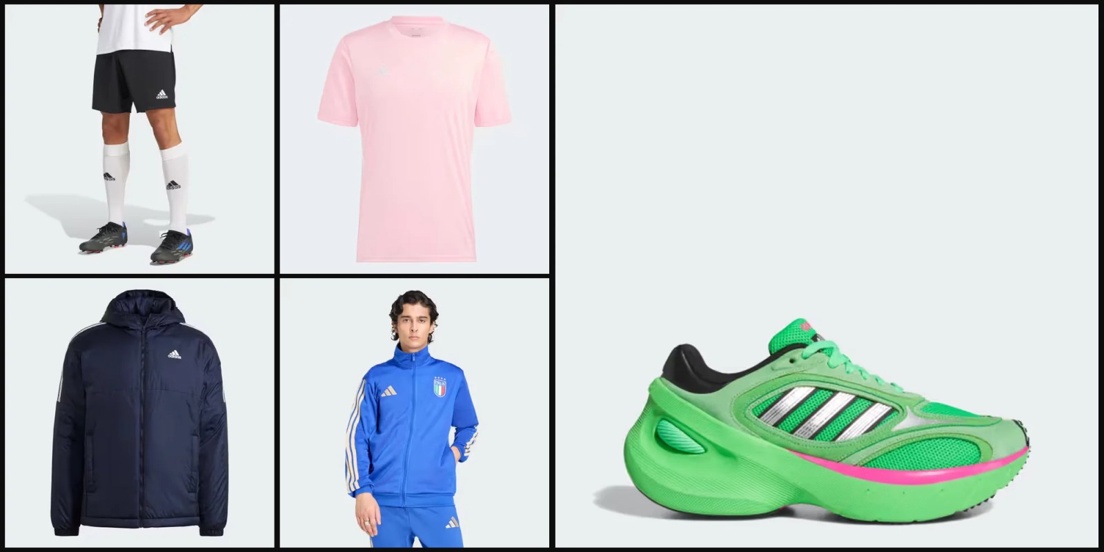 A collage of a man and a pair of shoes