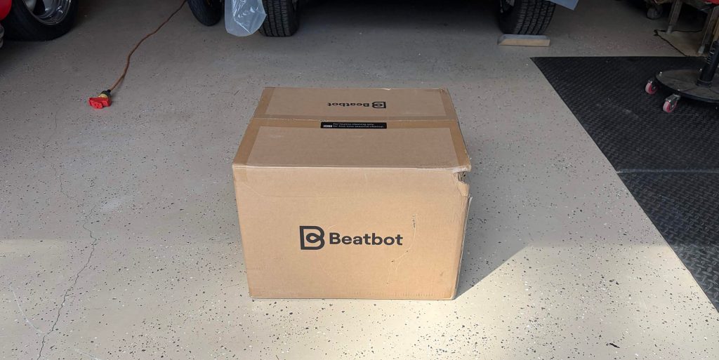 A cardboard box on the ground