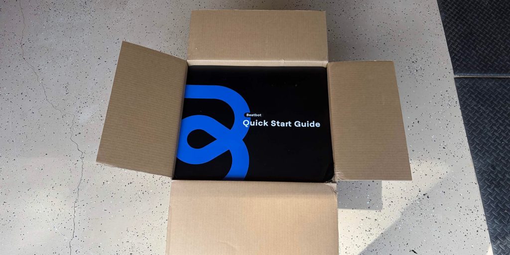 A box with a black box with blue text