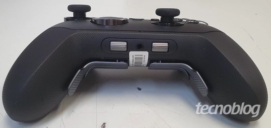 A black video game controller