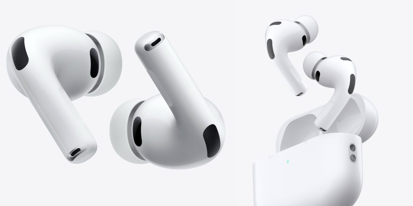 A group of white earbuds