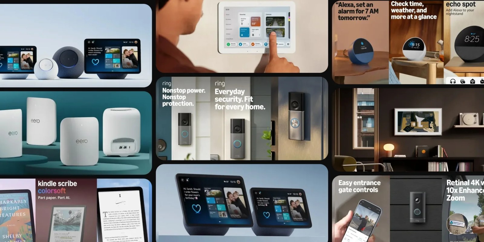 A collage of images of a man using a device