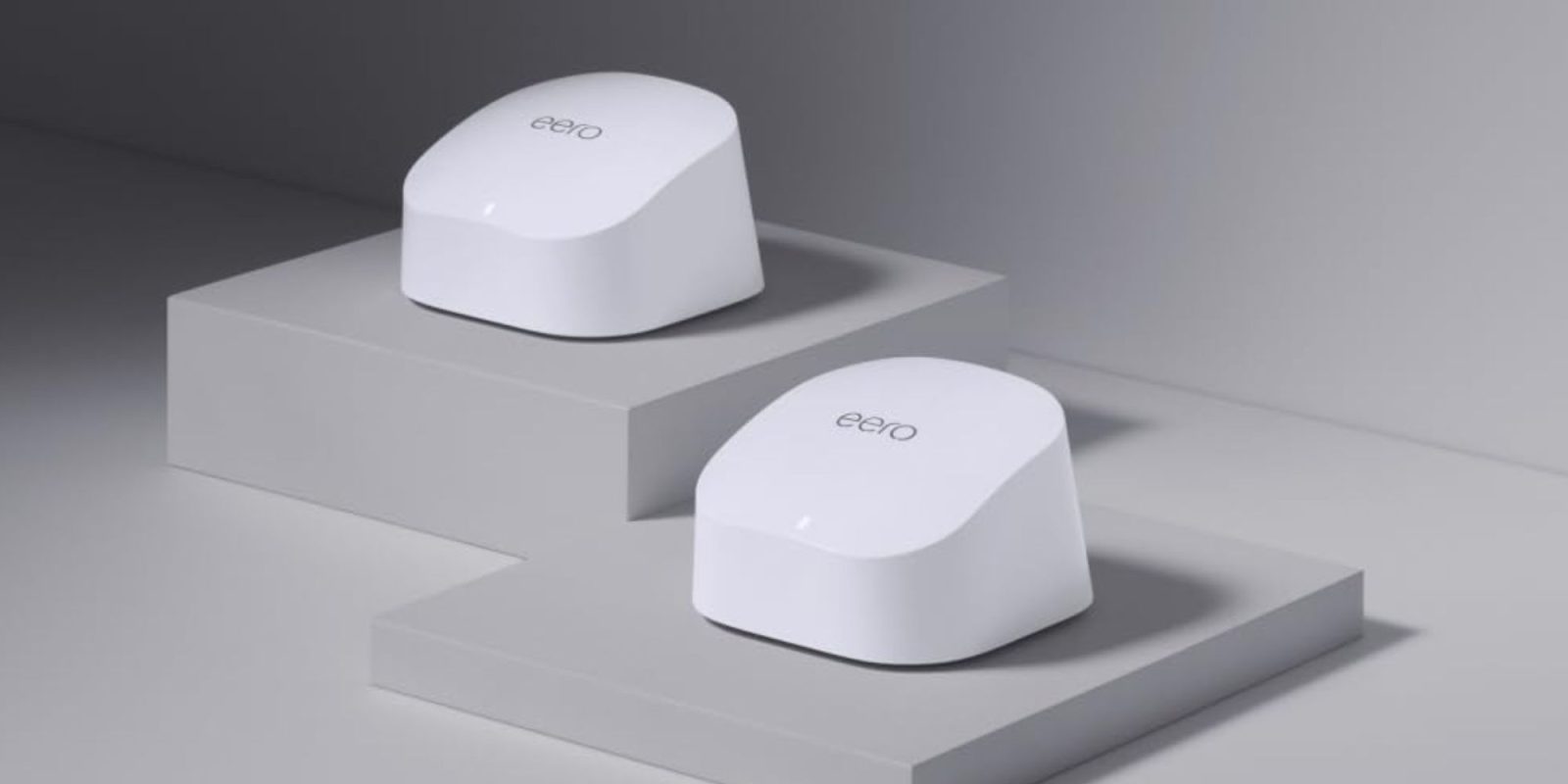 Image showing a render of eero's 6 mesh Wi-Fi routers.