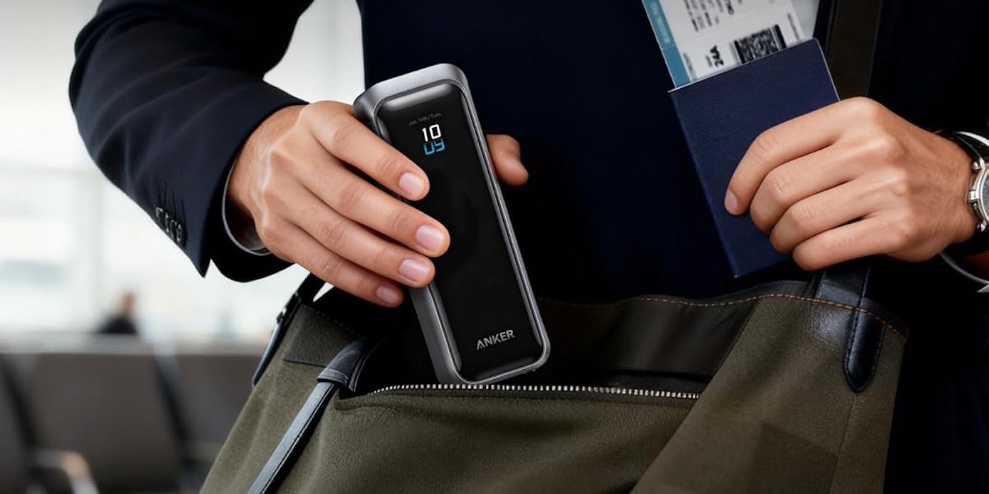 A person holding a device in their pocket