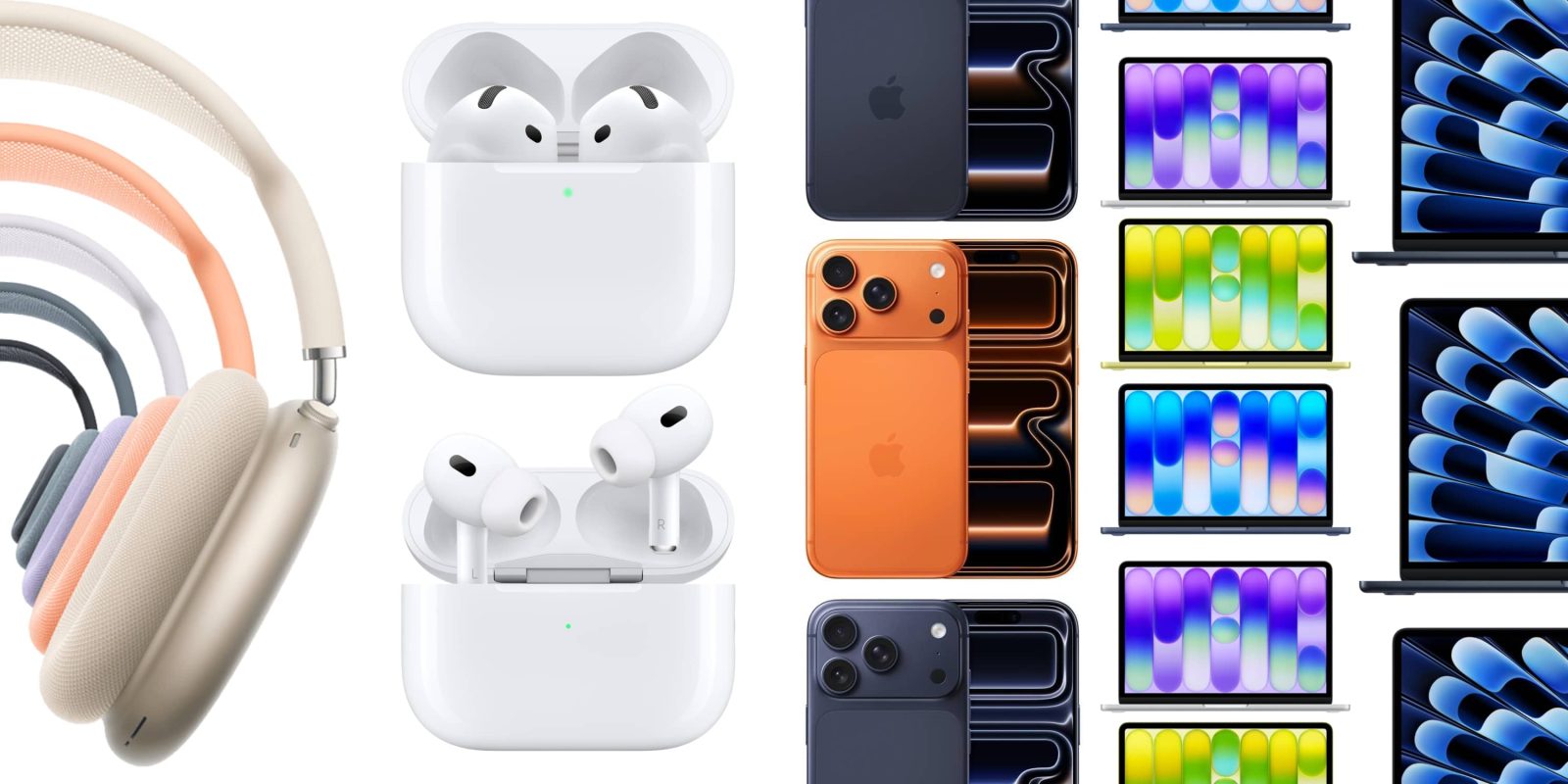 A group of different colored electronic devices