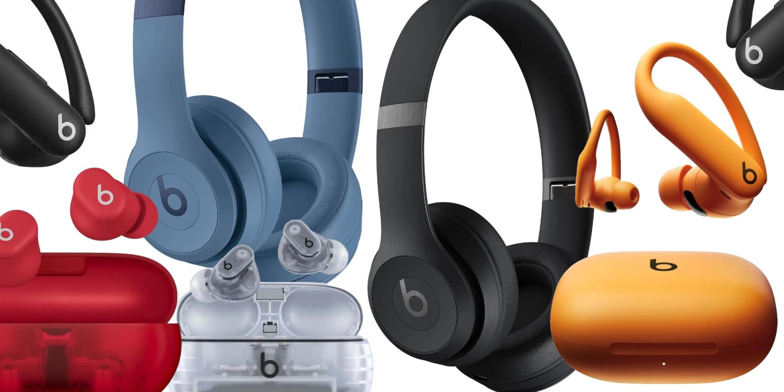 A collage of headphones