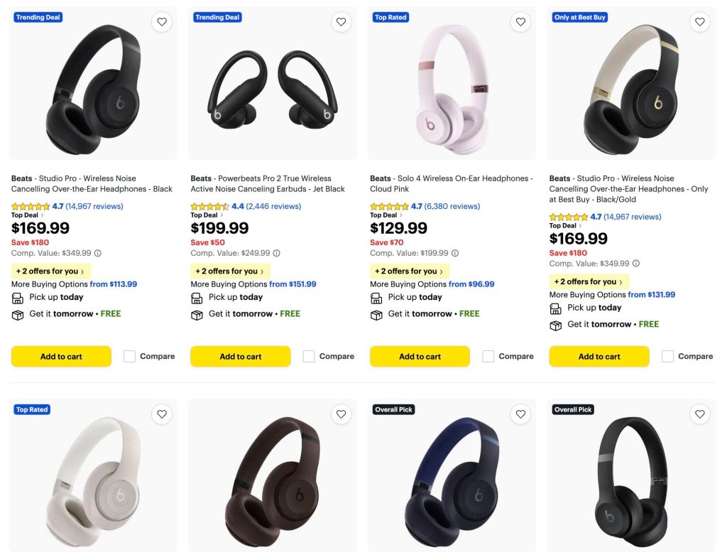 A screenshot of a product