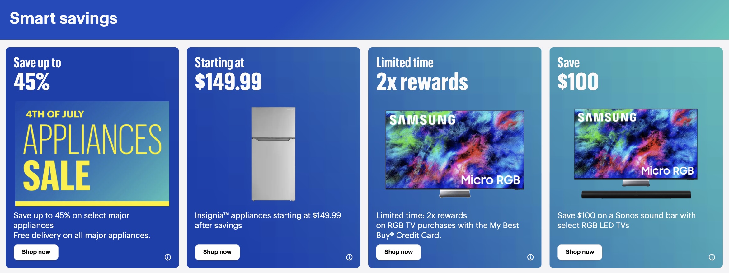 A screenshot of a blue advertisement