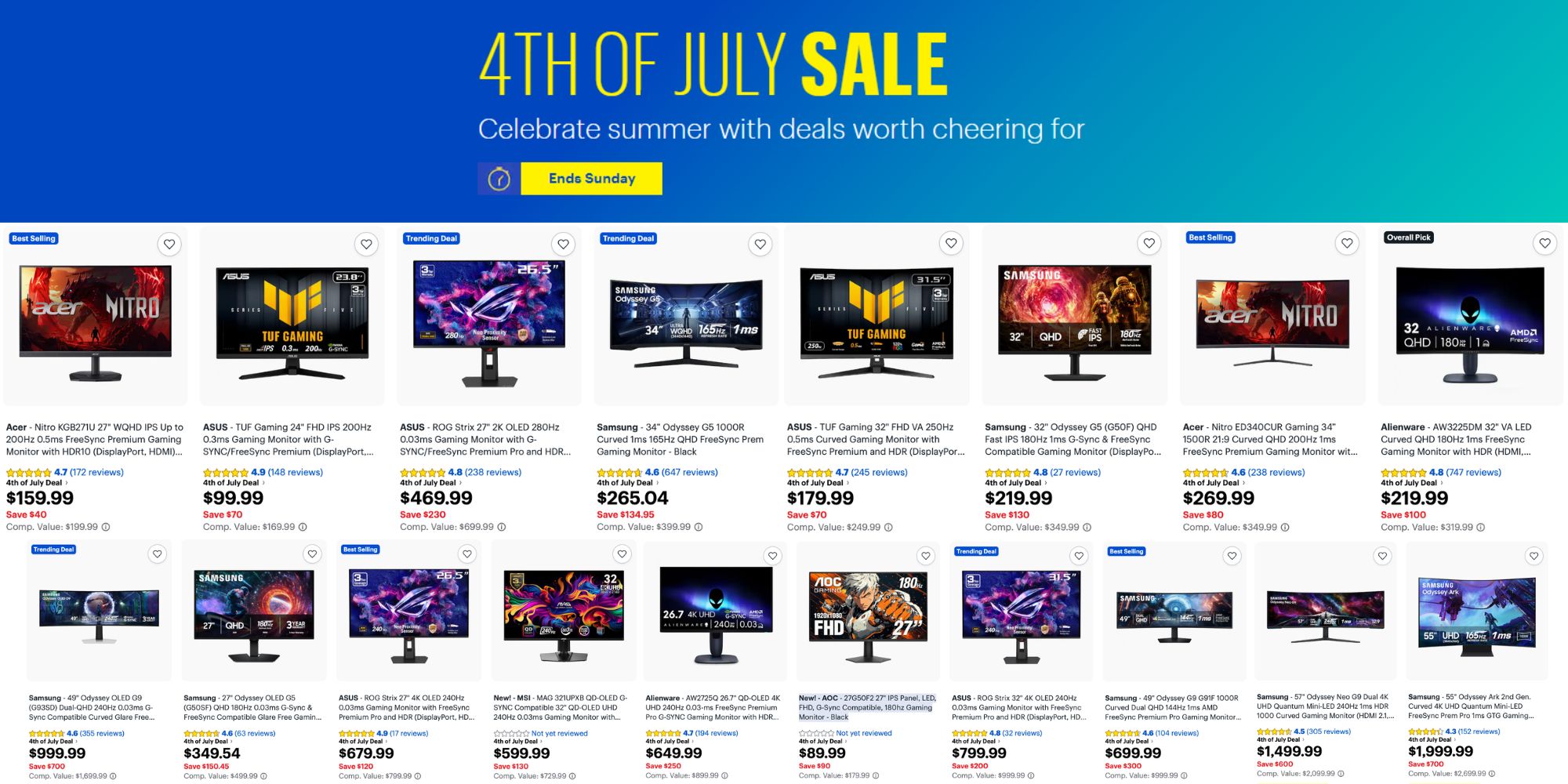 Best Buy’s 4th of July sale knocks up to $700 off Samsung Odyssey, LG UltraGear, and more displays, with deals from $90