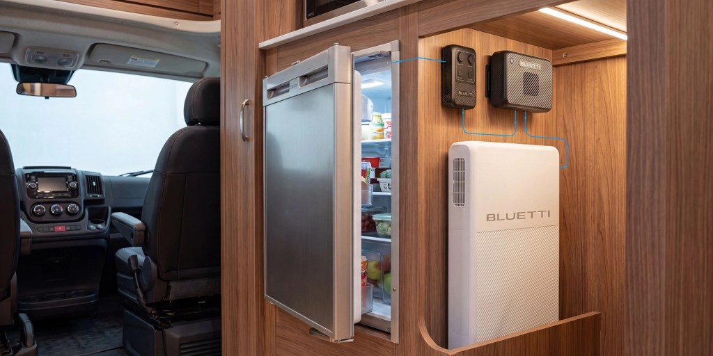 A refrigerator in a vehicle