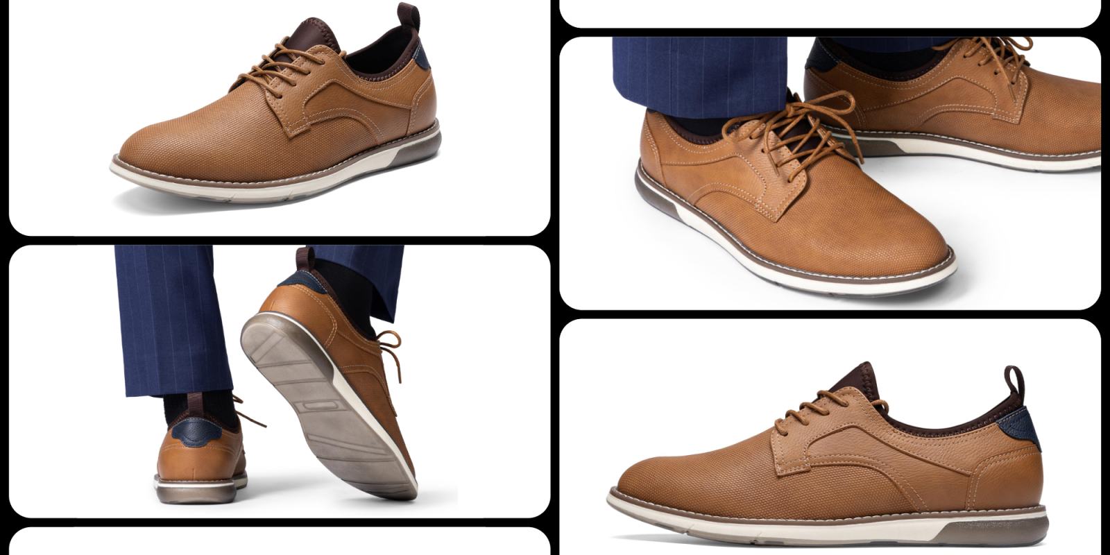 A collage of a man's shoes
