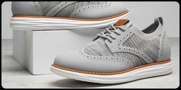 A pair of grey shoes
