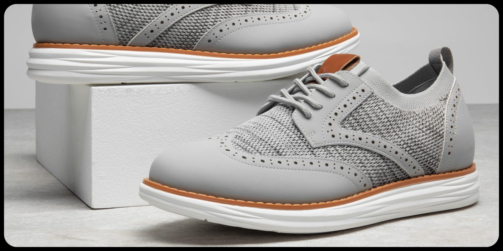 A pair of grey shoes