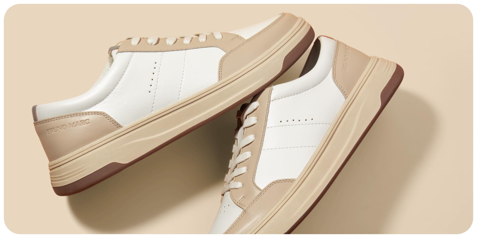 A pair of white and brown shoes