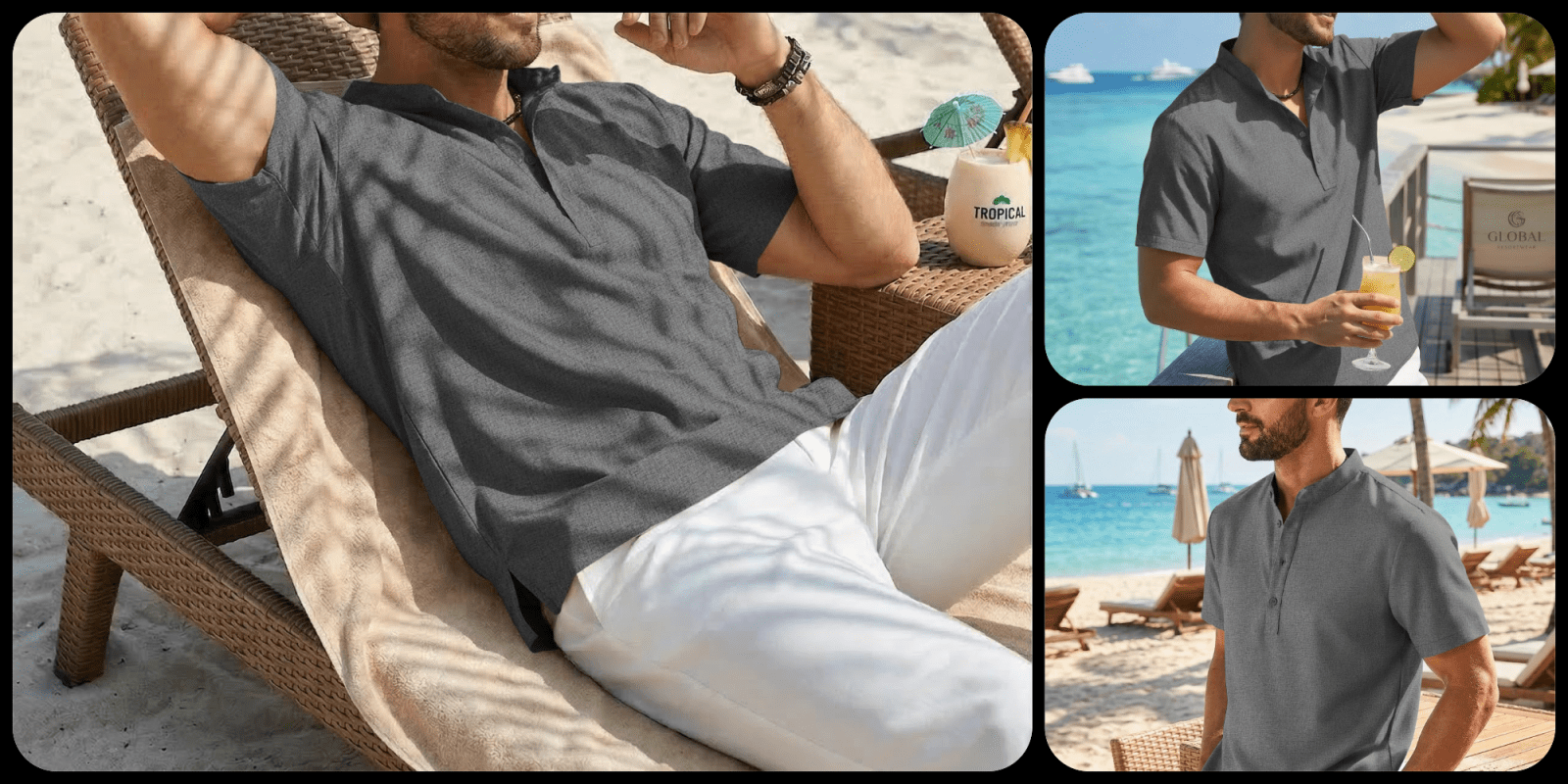 A man sitting on a chair on a beach