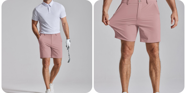 A man wearing shorts and a golf club
