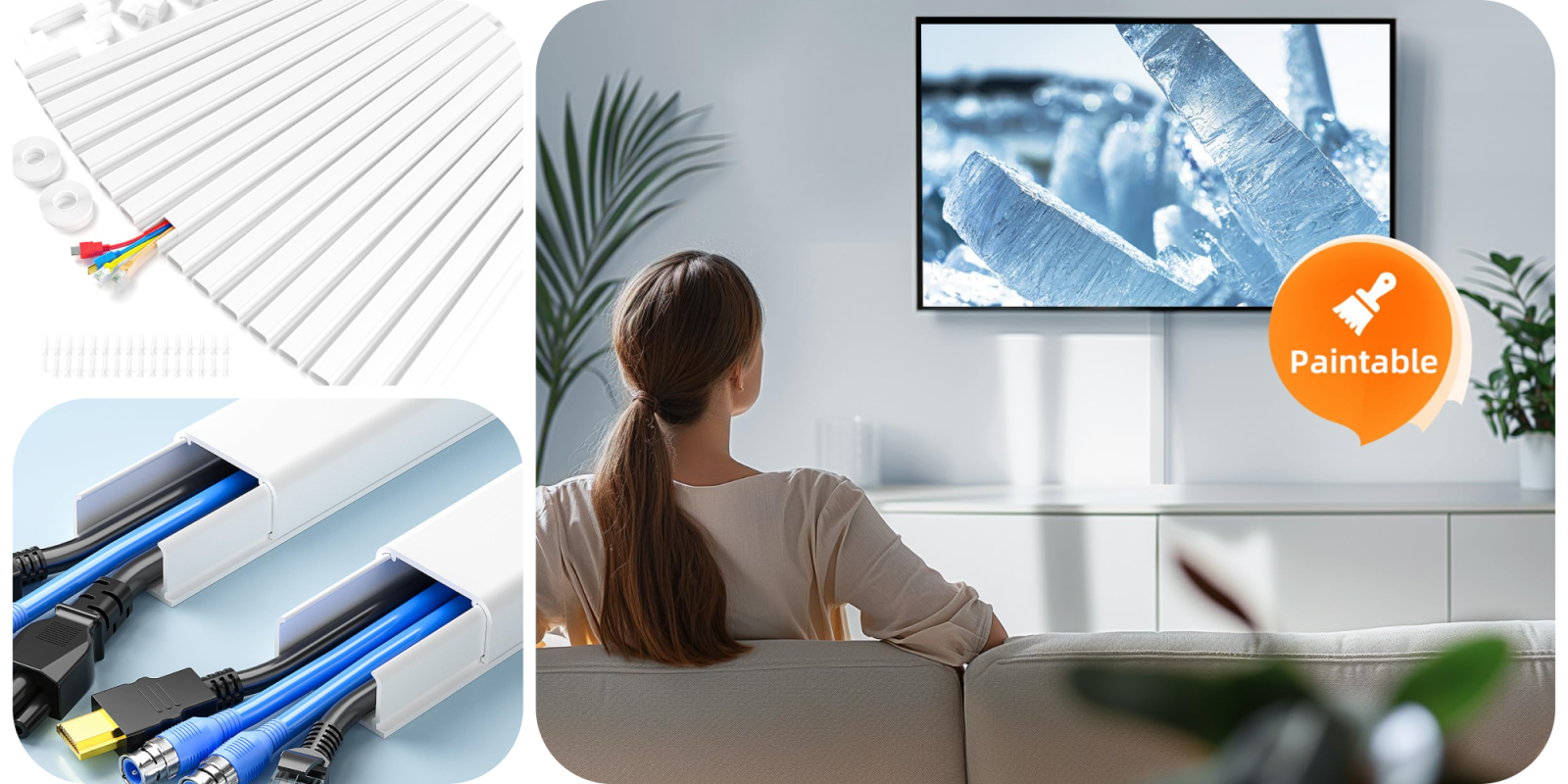 A woman sitting on a couch watching television