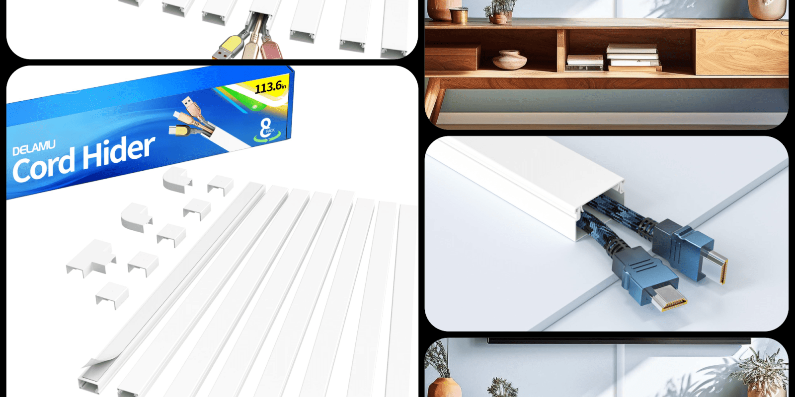 A collage of white objects