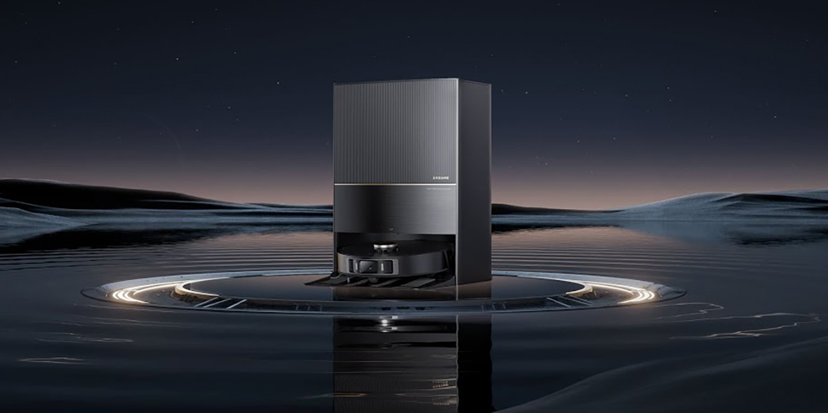 A black rectangular object on a circular surface surrounded by water