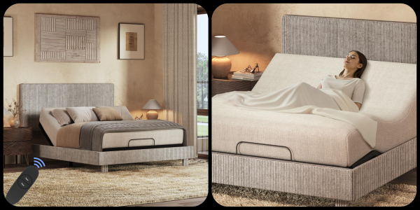 A bed with a bed frame